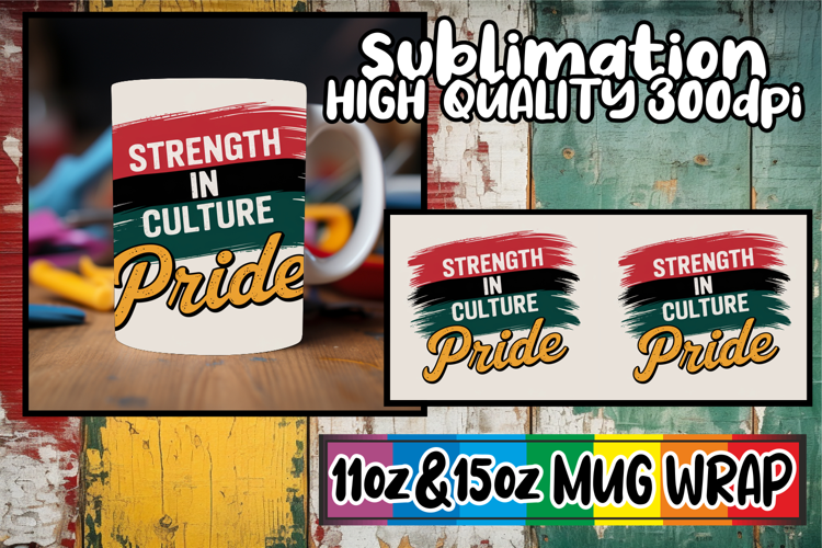 Vibrant hues 11oz 15oz mug wrap, Juneteenth