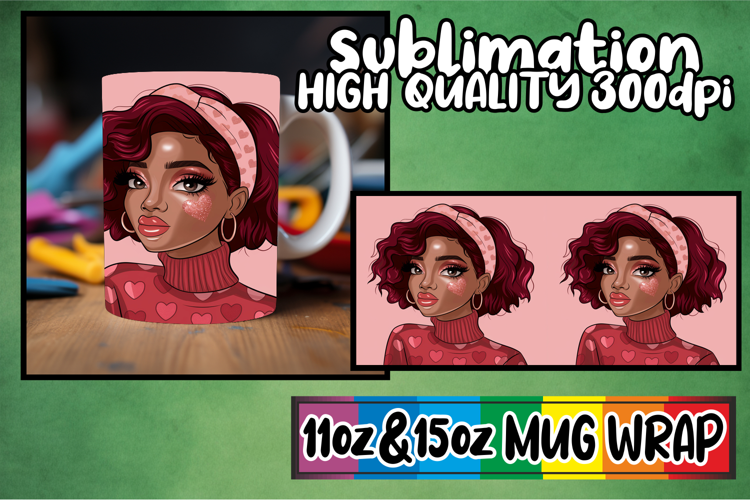 Cheerful smiles 11oz 15oz sublimation wrap, Afro Girl