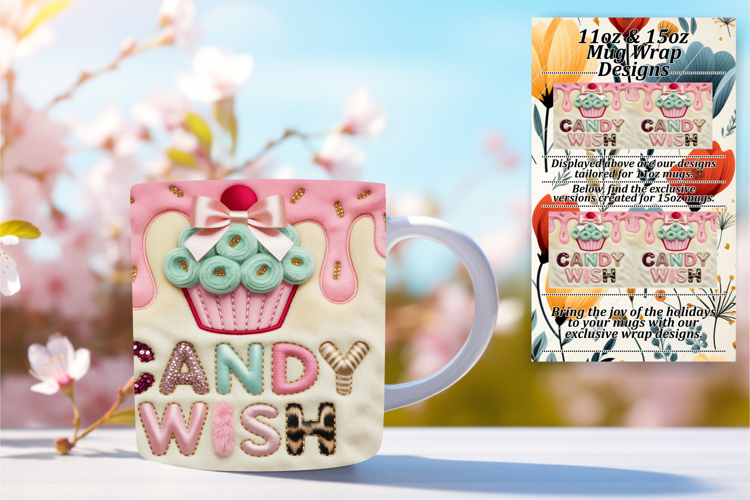 Floral 11oz Mug Wrap Png Template , Holiday