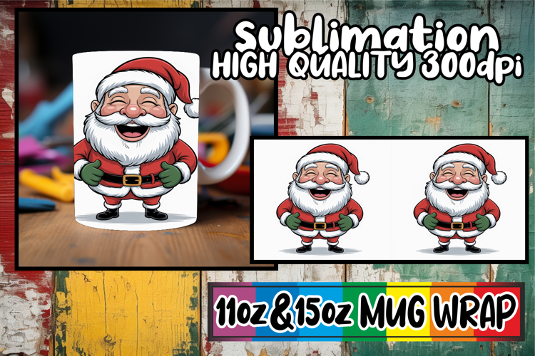 Gentle smiles 11oz 15oz sublimation wrap, Funny Santa