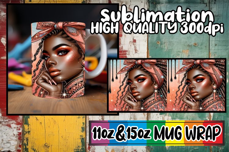 Lovely moments 11oz 15oz sublimation wrap, Afro Girl example image 1
