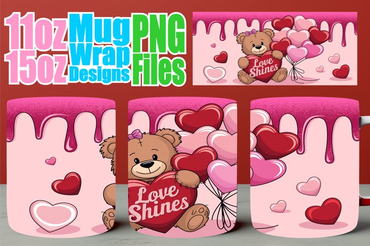 Whimsical nights 11oz 15oz sublimation wrap, Love Bear
