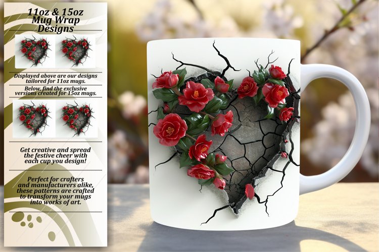 Spring Delight: Crack Wall Heart Mug, Various Sizes