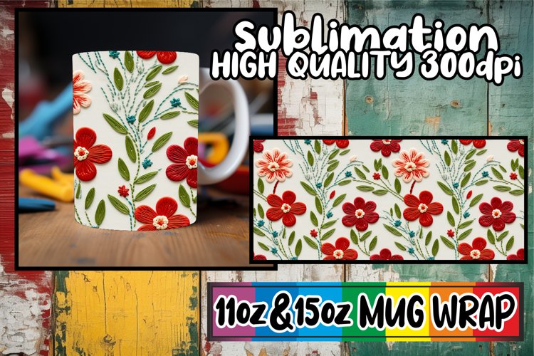 Sublimated 3D Floral Elegance Mug Wrap - 11oz   15oz