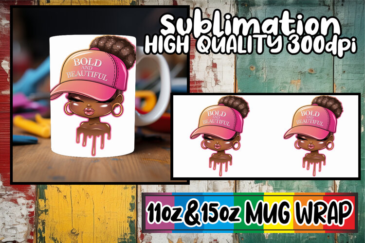 Blissful sunsets 11oz 15oz sublimation wrap, Black Woman example image 1