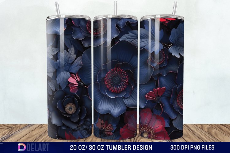 3d Dark floral Tumbler Wrap example image 1