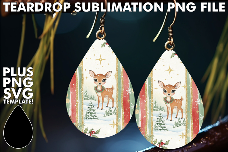 Fun Teardrop Earrings Art PNG, Christmas