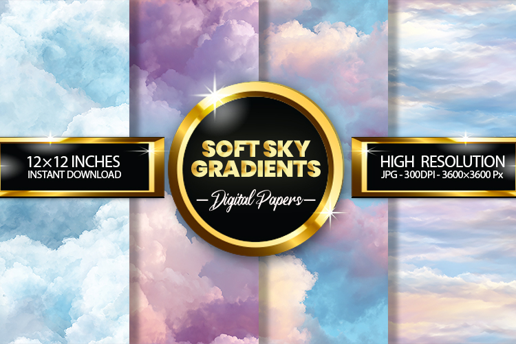 Soft Sky Gradients Digital Papers - 04 variations