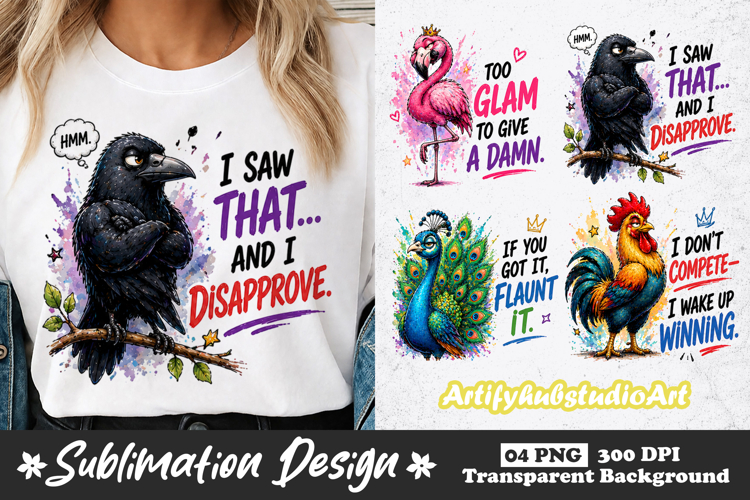 Sarcastic Bird Sublimation PNG Designs example image 1
