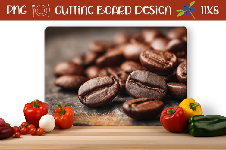 Coffee Beans Cutting Board Design, Kitchen Cutting Board PNG