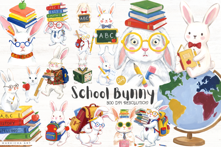 Back To School Bunny Clipart