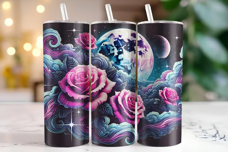 Rose Flowers Tumbler Wrap | Sublimation | Tumblers