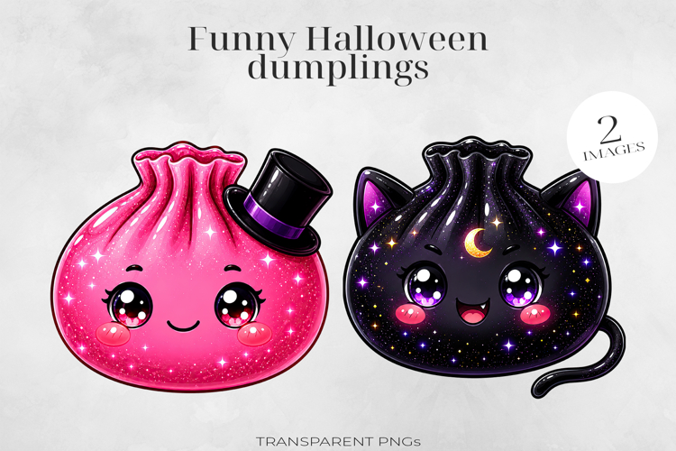 Cute Halloween Dumpling Clipart 2 PNGs