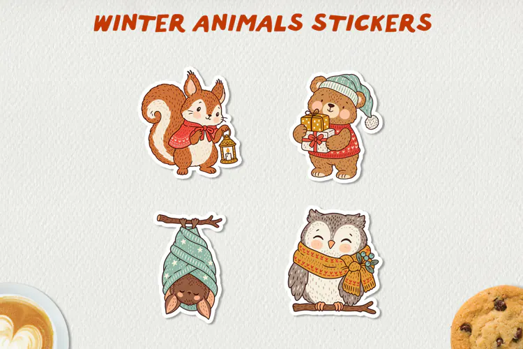 Cute Winter Animal Sticker PNG | Cozy Animal Clipart