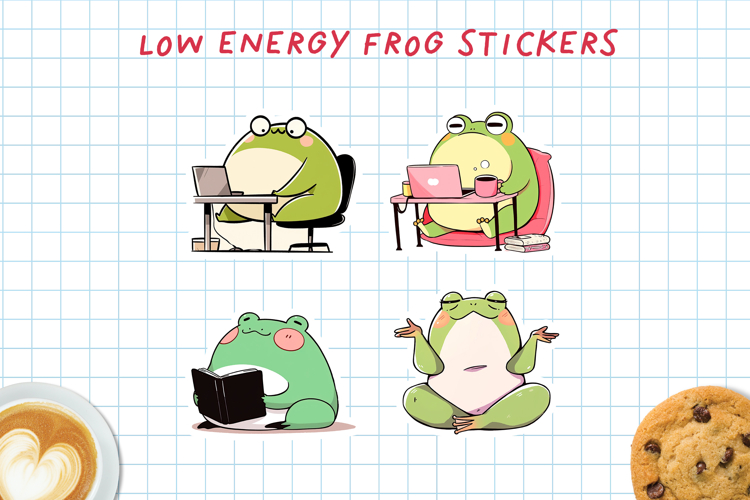 Low Energy Frog Stickers | Cute Frog PNG & Cricut Sheet