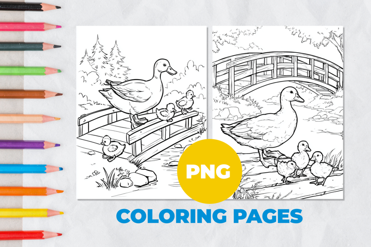 Duck with ducklings Coloring Pages | Coloring book