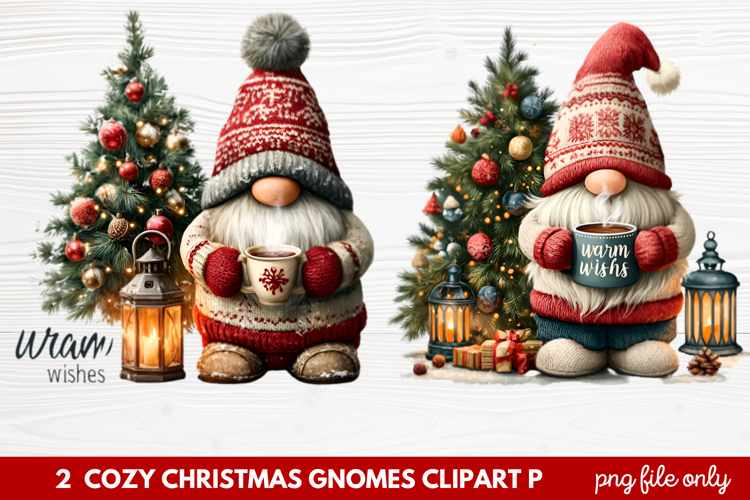 Cozy Christmas Gnomes Clipart | Cute Winter Holiday Gnome