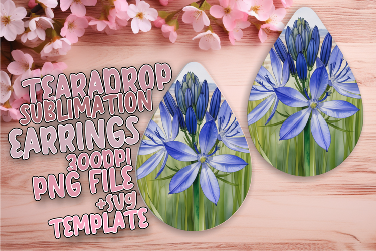 Playful Teardrop Earrings Template Art , Flowers