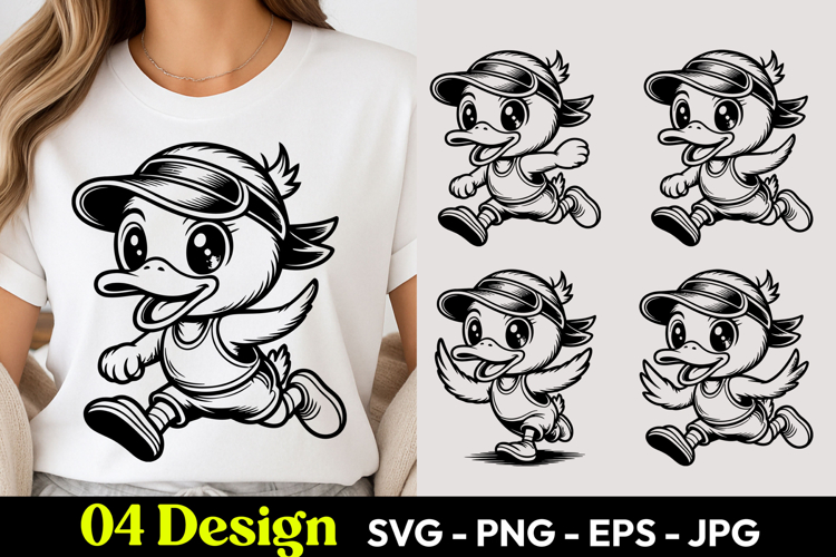 Running Chick Cartoon SVG PNG
