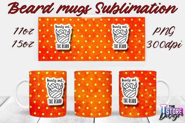 Beard Mug Design | 11 oz 15 oz Mug Sublimation | PNG File example image 1