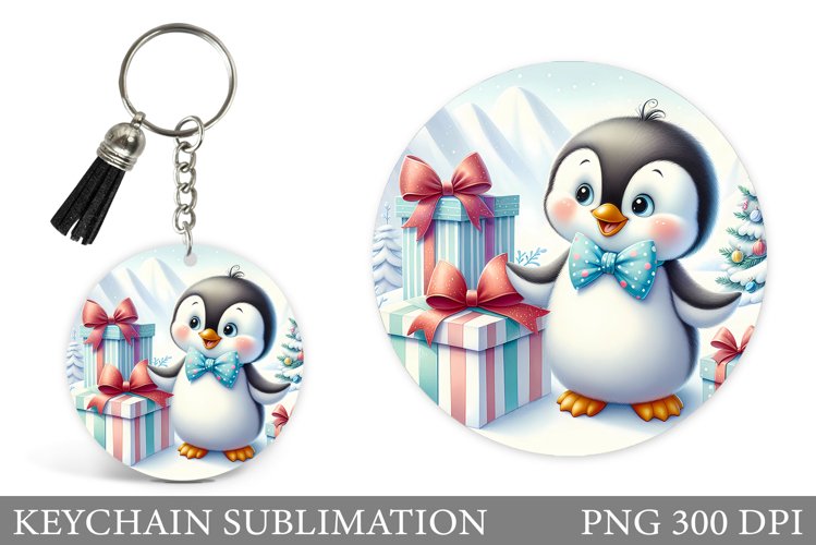 Christmas Penguin Keychain. Cute Penguin Keychain example image 1