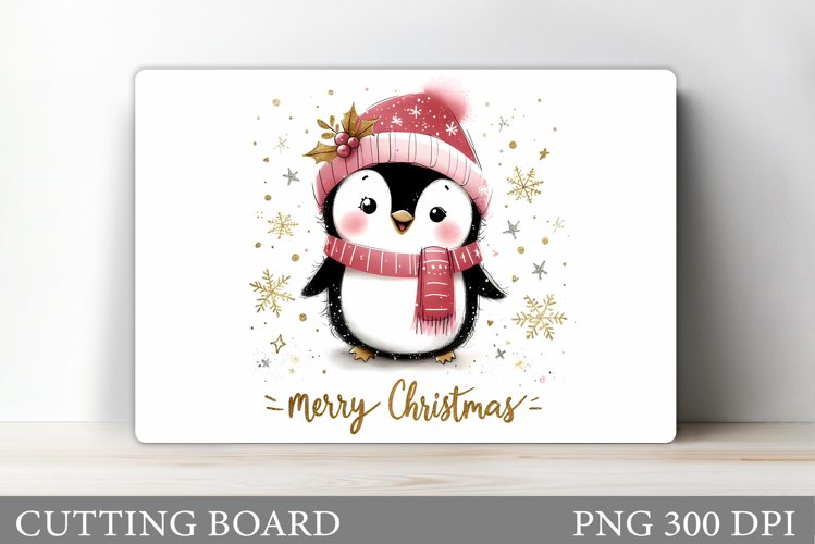 Cute Penguin Cutting Board. Christmas Cutting Board Design example image 1