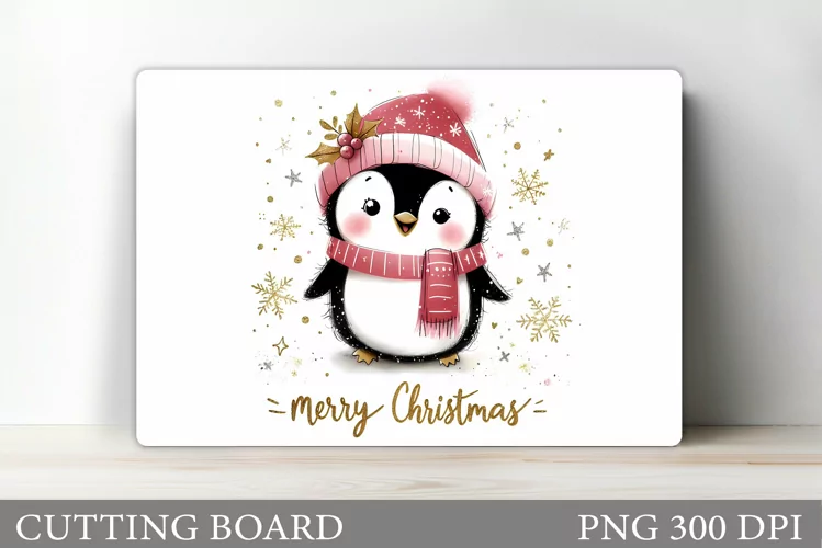 Cute Penguin Cutting Board. Christmas Cutting Board Design
