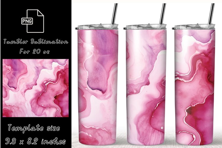Watercolor pink marble 20 oz Tumbler Wrap Sublimation