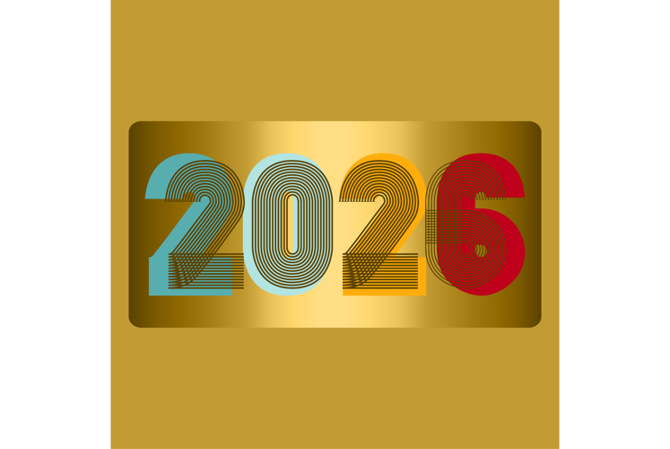 Modern cover background with colorful 2026 number on golden