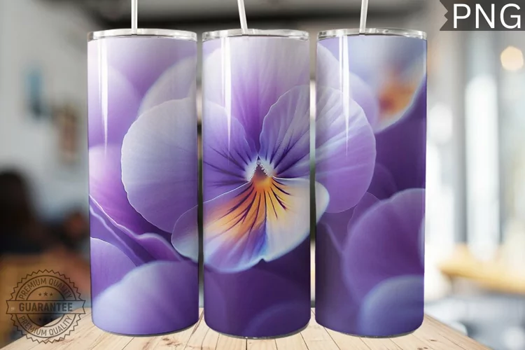 Pansy Flower Tumbler Wrap - Tumbler Design