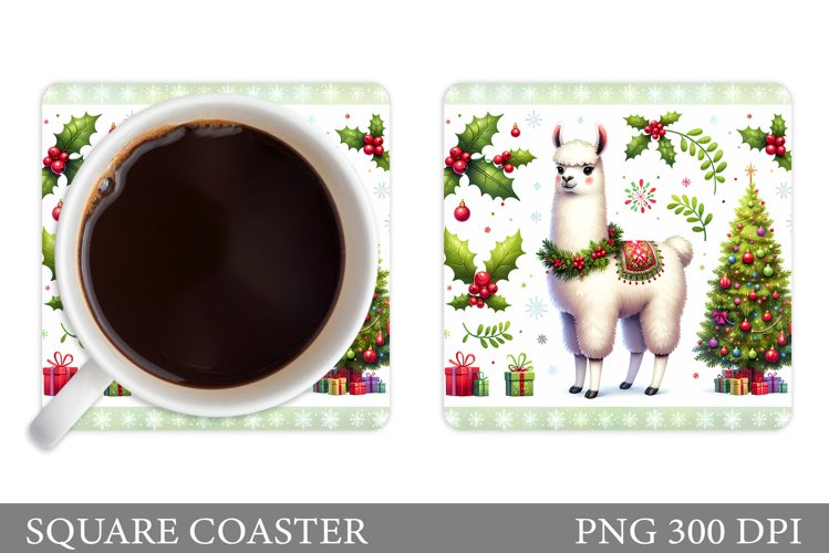 Christmas Lama Coaster Design. Christmas Coaster Sublimation