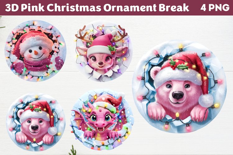 3D Pink Christmas Ornament Break clipart png