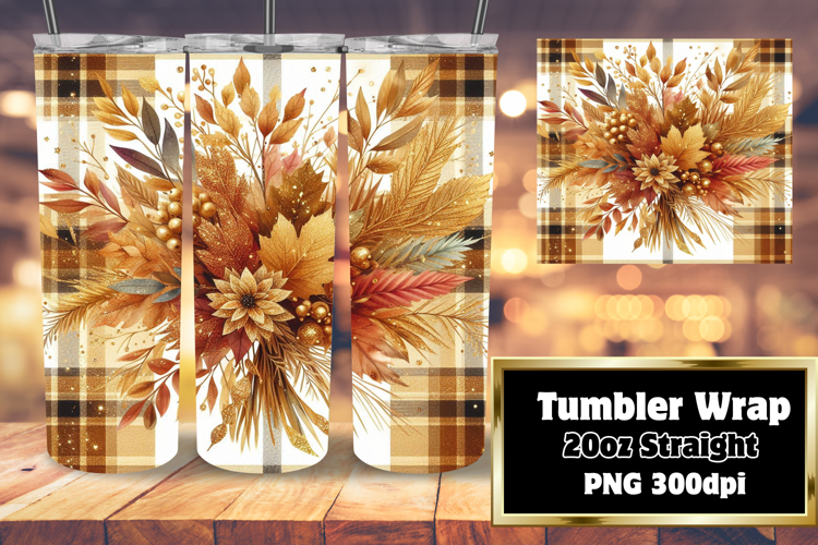 LUXE PNG Tumbler Design 20oz , Autumn Flower