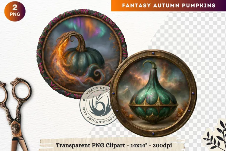 Fantasy Autumn Pumpkins Dark Gothic Clipart sublimation