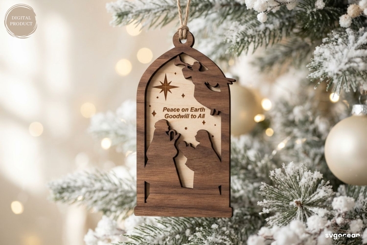 Nativity Silhouette Ornament SVG Laser Cut | Christmas | SVG