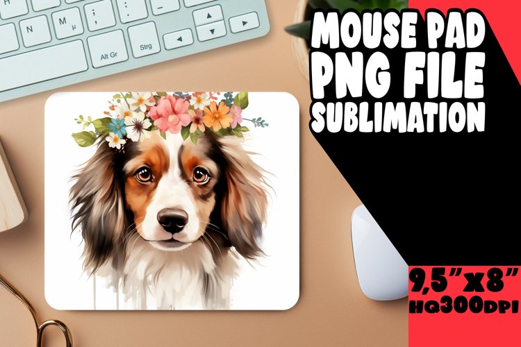 Artistic Dog with Flower Design