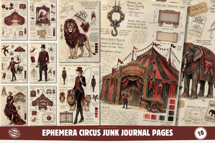 Ephemera Circus Junk Journal Pages - Junk Journal Pack