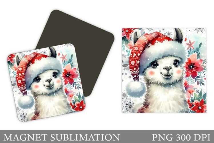 Christmas Lama Magnet. Christmas Magnet Sublimation example image 1