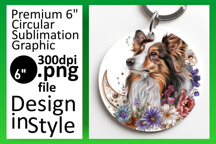 Elegant Round Dog Sublimation Keychain