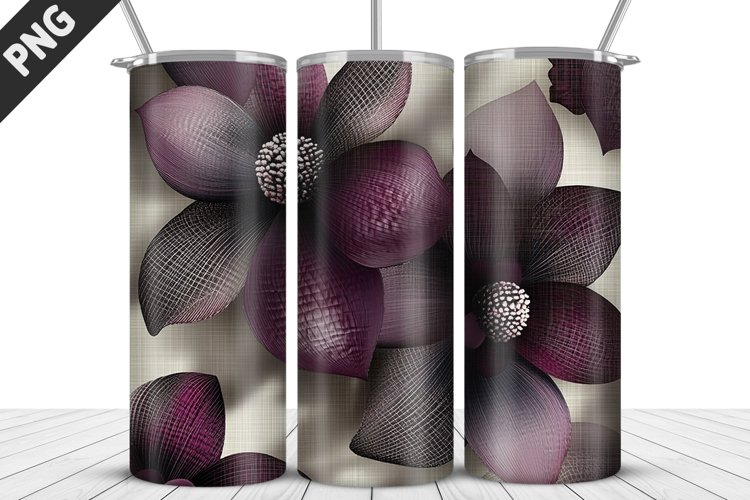 3D Daisy Flowers 20oz Tumbler Wrap | Sublimation Design example image 1