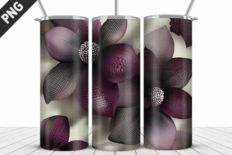 3D Daisy Flowers 20oz Tumbler Wrap | Sublimation Design