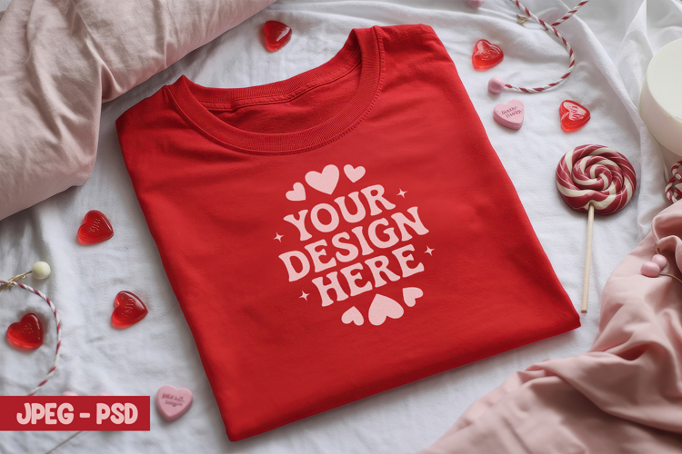 Valentine Red T Shirt PSD JPEG Mockup