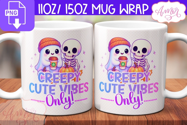 Halloween season mug wrap PNG, Spooky Cute mug PNG