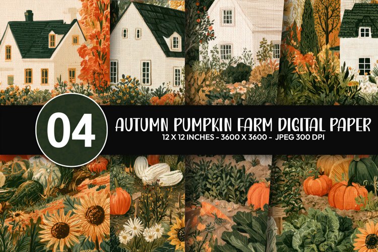 Autumn Pumpkin Farm Digital Paper example image 1
