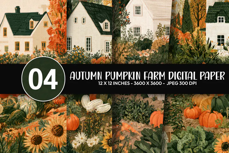 Autumn Pumpkin Farm Digital Paper