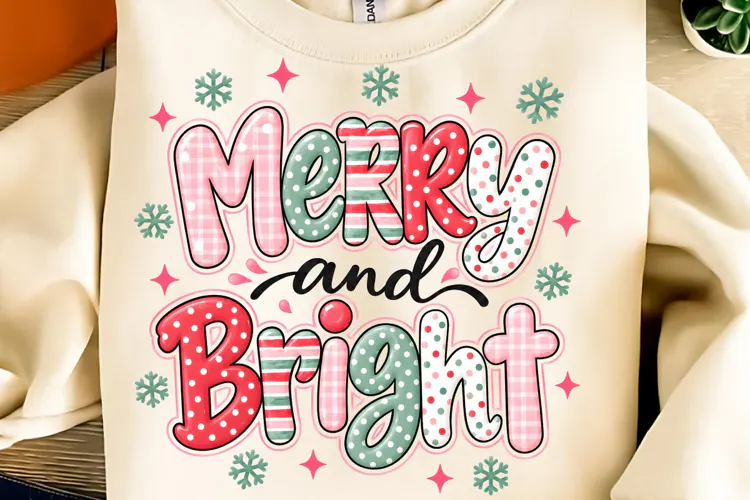 Merry and Bright PNG, Preppy Merry Coquette Christmas PNG