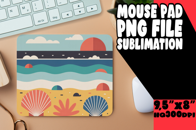 Whimsical Desk Mat Sublimation PNG, Summer Beach