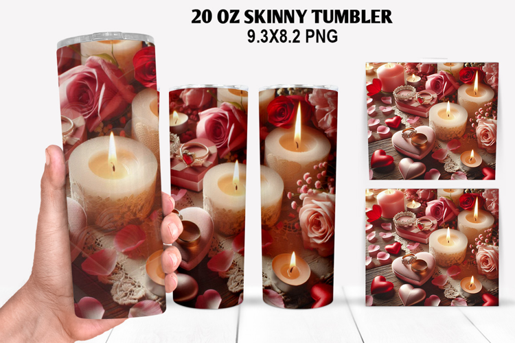 Valentine Skinny Tumbler 20oz Wrap Design, Valentine Tumbler