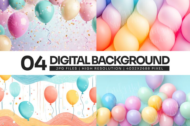 Pastel Balloon Confetti Background example image 1