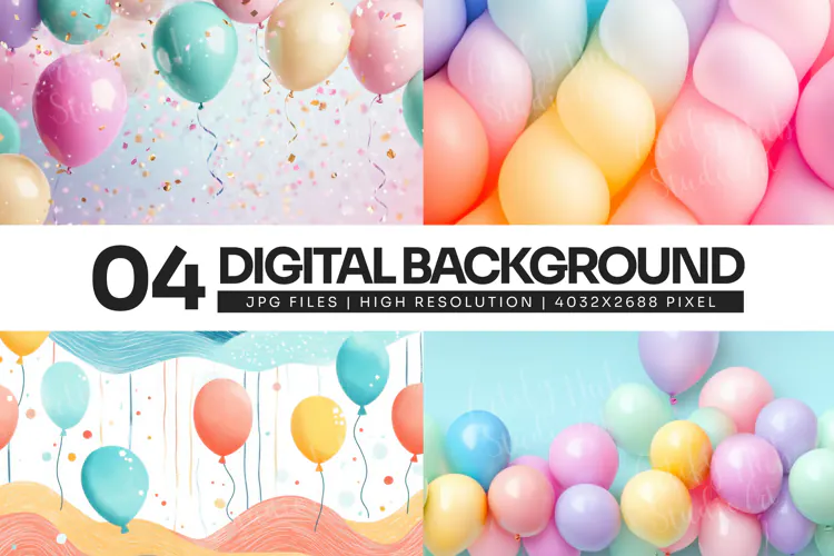 Pastel Balloon Confetti Background